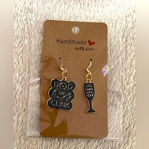 New Years handcrafted earrings on 925 hypoallergenic sterling gold tone hooks